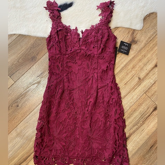 Lulus Uno Dos Lace Burgundy Bodycon Dress - Picture 2 of 10